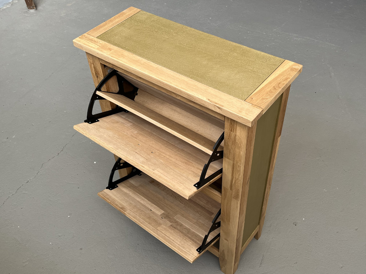 Schuhschrank aus Eiche mit Gold – Bild 2